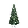 vidaXL Osvetlen&yacute; umel&yacute; vianočn&yacute; stromček s guľami L 240 cm, zelen&yacute;
