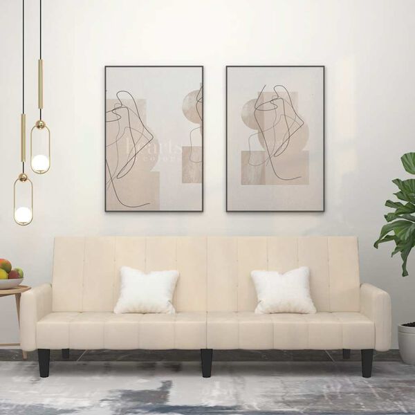 vidaXL 2-miestna rozkladacia pohovka, krémová, zamat