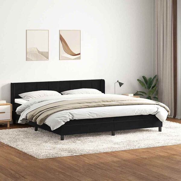 vidaXL Posteľn&yacute; r&aacute;m boxspring s matracom čierny 180x210 cm zamat