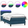 vidaXL Posteľn&yacute; r&aacute;m boxsping s matracom a LED tmavomodr&yacute; 100x220 cm zamat