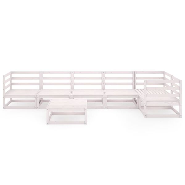 vidaXL 7-dielna z&aacute;hradn&aacute; sedacia s&uacute;prava biela mas&iacute;vne borovicov&eacute; drevo