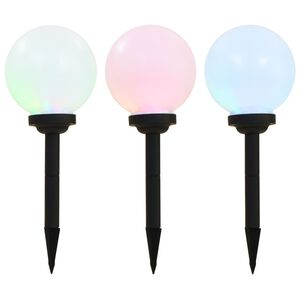 vidaXL Vonkaj&scaron;ie sol&aacute;rne lampy 3 ks 20 cm LED guľov&eacute; RGB