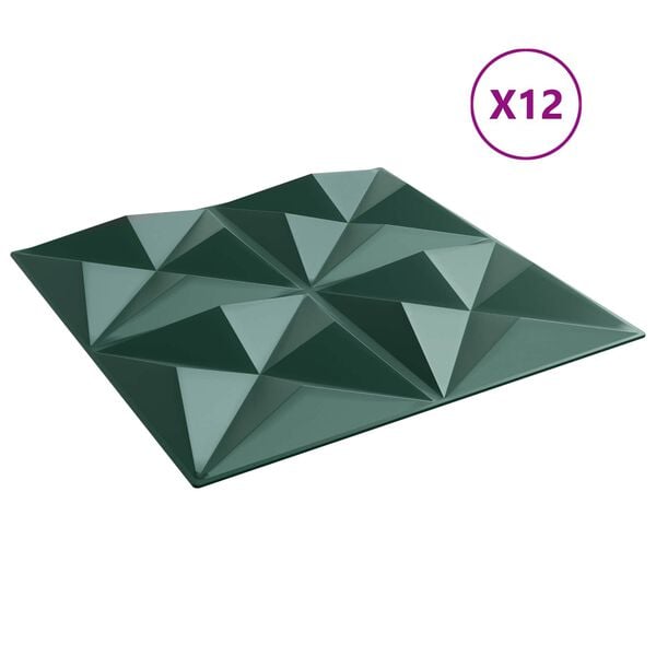 vidaXL N&aacute;stenn&eacute; panely 12 pcs Origami Zelen&yacute; 50 x 50 cm XPS Pena