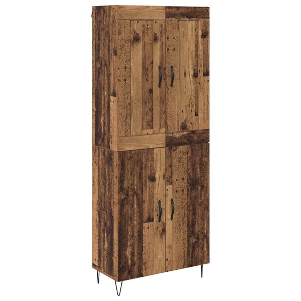 vidaXL Highboard Staré drevo 69,5 x 34 x 180 cm Kompozitné drevo