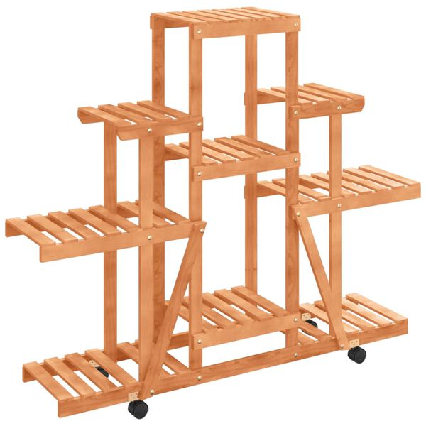 vidaXL Stojan na kvetiny s kolieskami 110x25x101 cm masívna jedľa