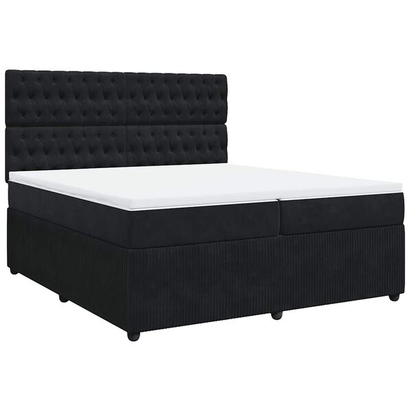 vidaXL Posteľn&yacute; r&aacute;m boxspring s matracom čierny 200x200 cm zamat