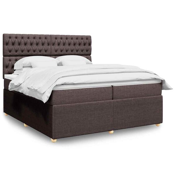 vidaXL Boxspring posteľ s matracom tmavohned&aacute; 200x200 cm l&aacute;tka