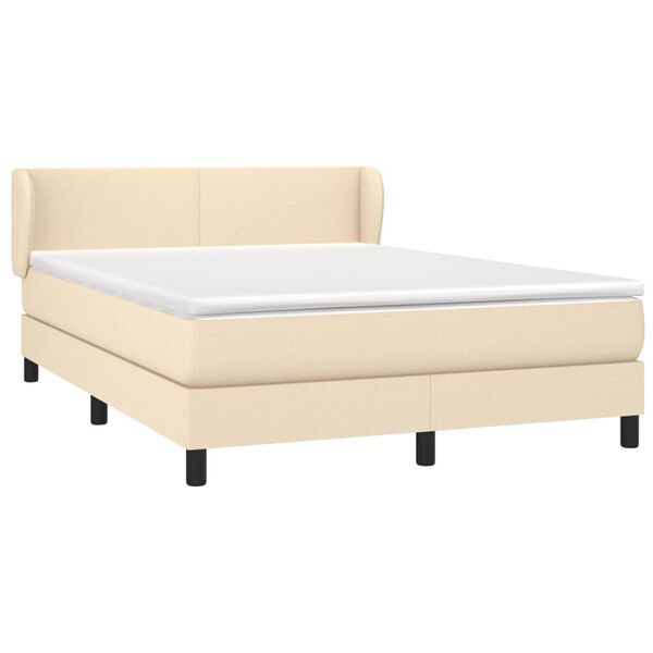 vidaXL Boxspring posteľ s matracom kr&eacute;mov&yacute; 140x190 cm l&aacute;tka