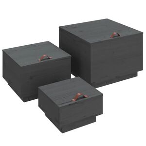 VidaXL &Uacute;ložn&eacute; boxy s vekom 3 ks siv&eacute; mas&iacute;vna borovica