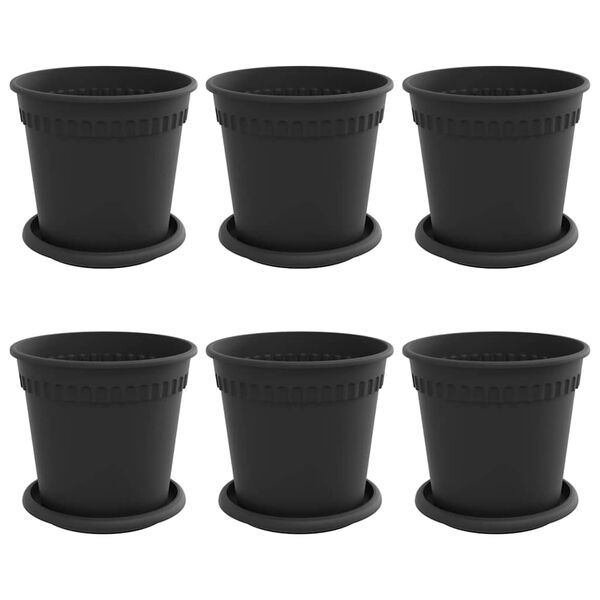 vidaXL Kvetin&aacute;če 6 pcs Čierna &Oslash; 17 x 14 cm Plast