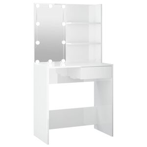 vidaXL Toaletn&yacute; stol&iacute;k s LED leskl&yacute; biely 74,5x40x141 cm