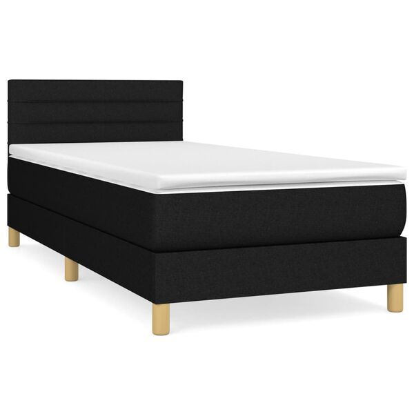 vidaXL Boxspring posteľ s matracom čierna 100x200 cm l&aacute;tka