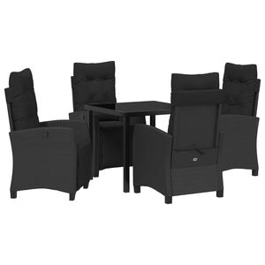 vidaXL Z&aacute;hradn&yacute; jed&aacute;lensk&yacute; set s vank&uacute;&scaron;om 5 pcs Čierna polyratan