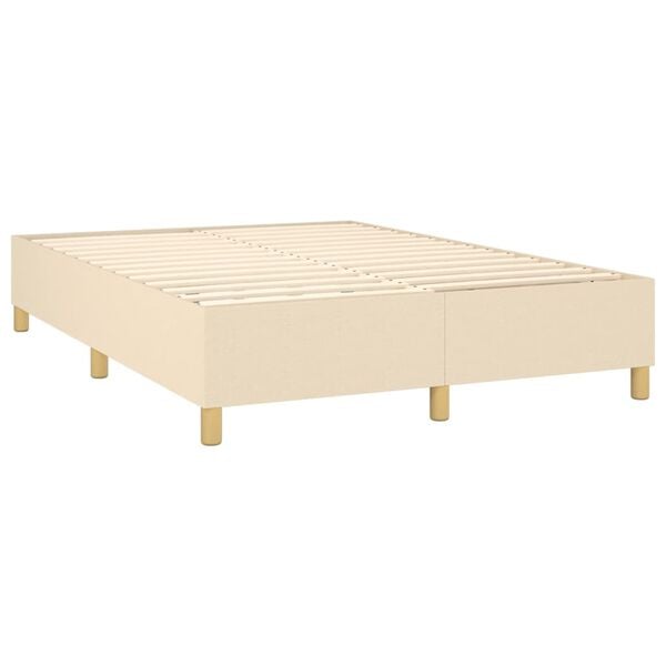 vidaXL Boxspring posteľ s matracom kr&eacute;mov&yacute; 140x190 cm l&aacute;tka