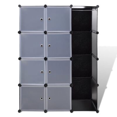 vidaXL Modulárna skrinka s 9 priečinkami 37x115x150 cm, čierna a biela