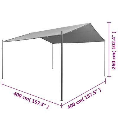 vidaXL Záhradný altánok 400x400x260 cm oceľový antracitový