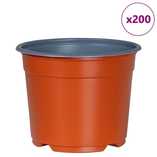 vidaXL Kvetinov&yacute; kvetin&aacute;č 200 pcs Tehlov&aacute; &Oslash; 15 x 12.5 cm Plast