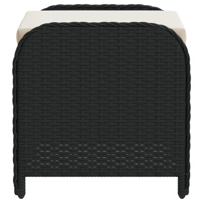 vidaXL Záhradná taburetka s vankúšom čierna 58x46x46 cm polyratan