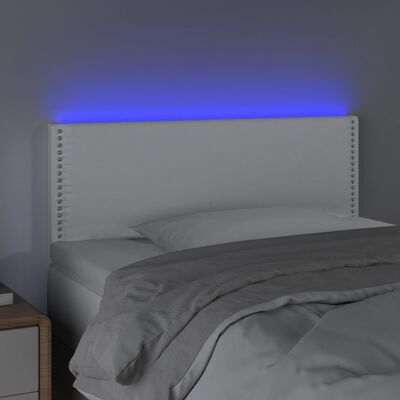 vidaXL Čelo postele s LED biele 80x5x78/88 cm umelá koža