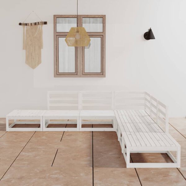 vidaXL 7-dielna záhradná sedacia súprava biela masívna borovica