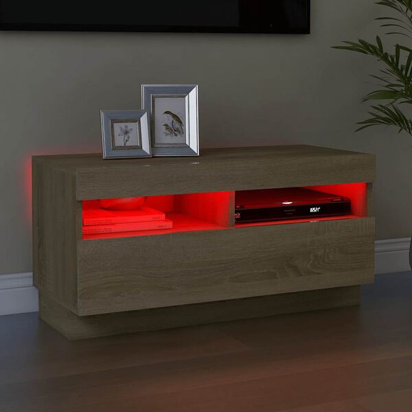 vidaXL TV skrinka s LED svetlami dub sonoma 80x35x40 cm