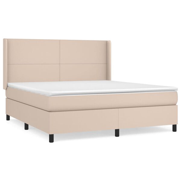 vidaXL Boxspring posteľ s matracom kapučínová 180x200 cm umelá koža