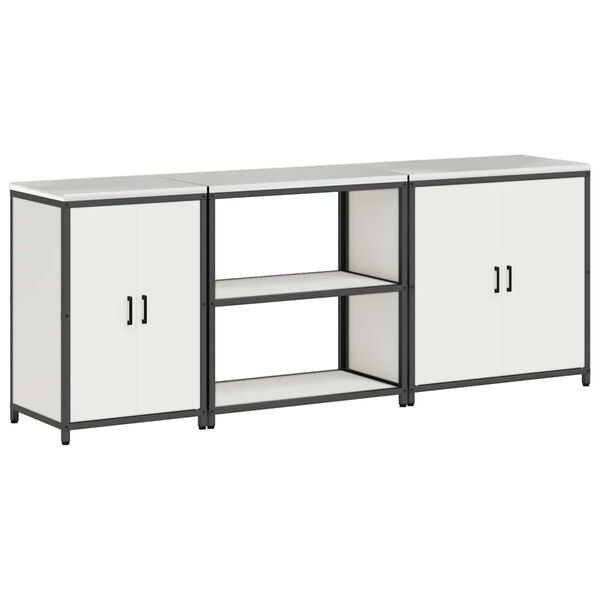 vidaXL Kuchynsk&yacute; &uacute;ložn&yacute; set s poličkou In&yacute; s dverami 3 pcs Biela Oceľ