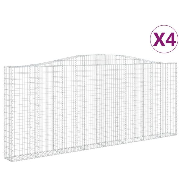 vidaXL Oblúkové gabiónové koše 4ks 400x30x160/180cm pozinkované železo