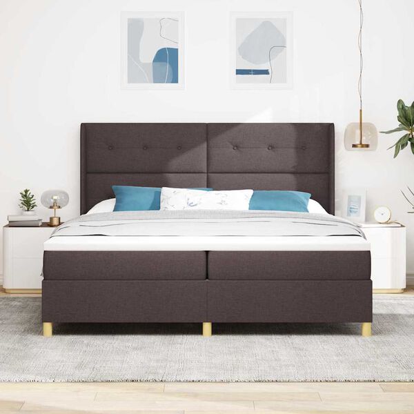 vidaXL Posteľ Box Spring s matracmi Tmavo hned&aacute; 200 x 200 cm l&aacute;tka