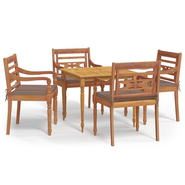 vidalXL 5-dielna z&aacute;hradn&aacute; jed&aacute;lensk&aacute; s&uacute;prava s podložkami t&iacute;kov&yacute; mas&iacute;v