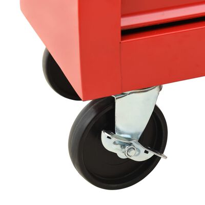 vidaXL Dielenský vozík so 14 zásuvkami červený oceľový