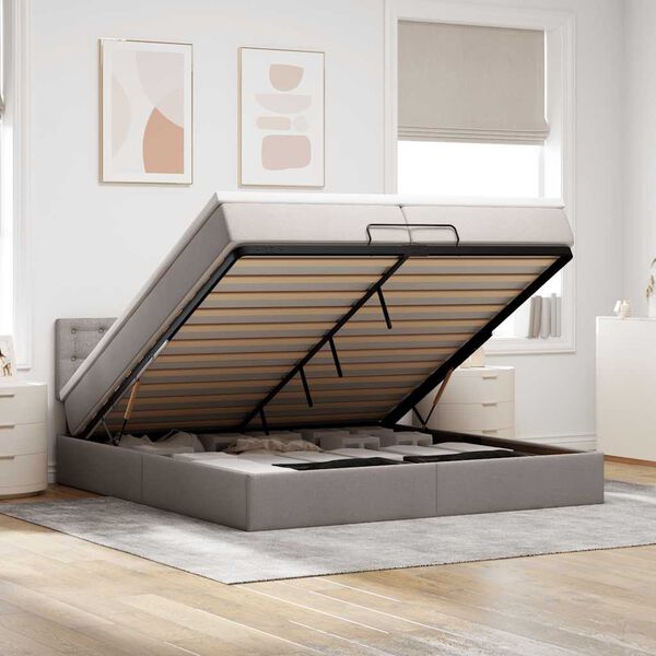 vidaXL Osmansk&aacute; posteľ s matracom Taupe 200x200 cm L&aacute;tka