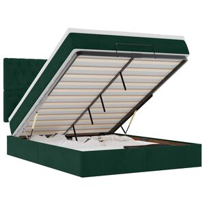 VidaXL Osmansk&aacute; posteľ s matracmi a LED di&oacute;dami Tmavo zelen&aacute; Zamat