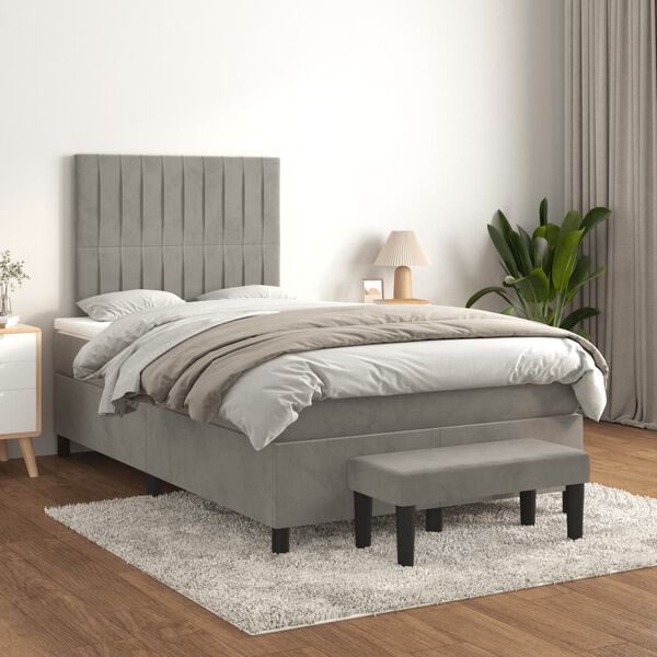 vidaXL Boxspring posteľ s matracom bledosiv&aacute; 120x190 cm zamat
