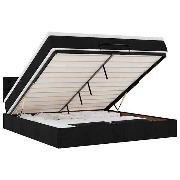 VidaXL Osmansk&aacute; posteľ s matracom a LED di&oacute;dami Čierna l&aacute;tka 180x200cm