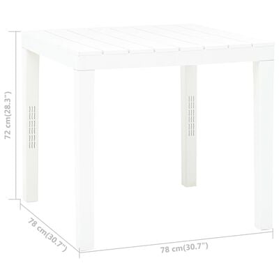 vidaXL Záhradný stôl, biely 78x78x72 cm, plast