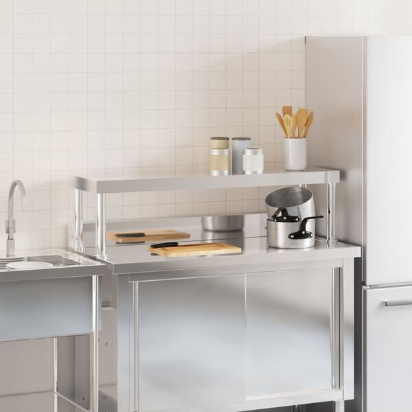 vidaXL Polica na pracovný stôl 110x30x35 cm nehrdzavejúca oceľ
