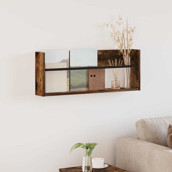 vidaXL Reg&aacute;l na časopisy Dymov&aacute; dub 80 x 12 x 30 cm Kompozitn&eacute; drevo