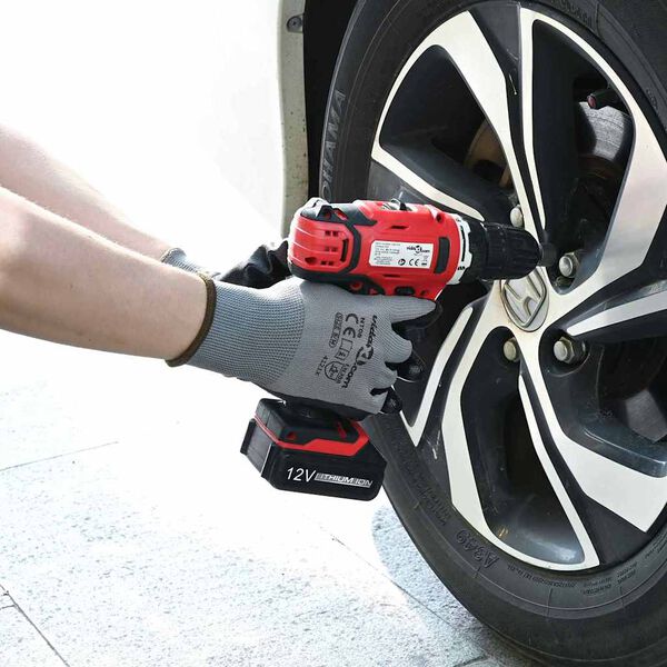 vidaXL Pracovn&eacute; rukavice 12 pcs &Scaron;ed&aacute; a čierna 7 / S Polyester