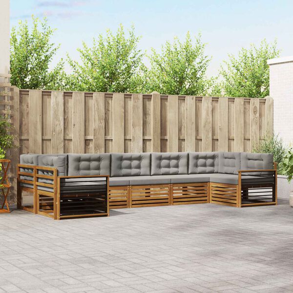 vidaXL Z&aacute;hradn&aacute; s&uacute;prava gaučov s vank&uacute;&scaron;om 7 pcs Pr&iacute;rodn&aacute; a svetlosiv&aacute;