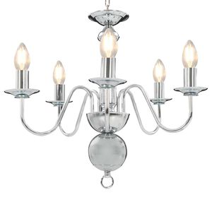 vidaXL Luster strieborn&yacute; 5 x E14 žiarovky
