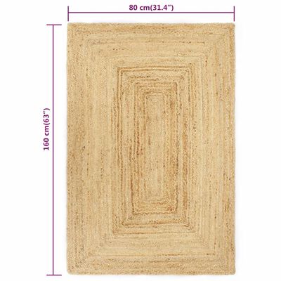 vidaXL Ručne vyrobený jutový koberec prírodný 80x160 cm