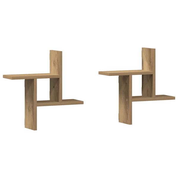 vidaXL N&aacute;stenn&eacute; police 2 ks dib artisan 38x12x38 cm kompozitn&eacute; drevo