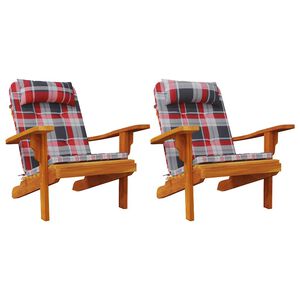 vidaXL Vank&uacute;&scaron;e na stoličky 2 pcs Červen&yacute; kockovan&yacute; 58 x 77 x 4,5 cm
