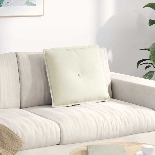 vidaXL Poduška na chrbát Krémová 50 x 45 cm Kordúrová tkanina