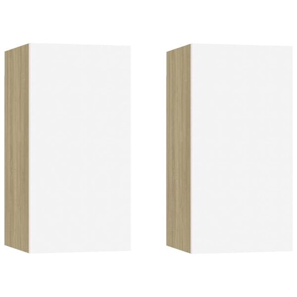 vidaXL TV skrinky 2 ks, biela+sonoma 30,5x30x60 cm, kompozitn&eacute; drevo