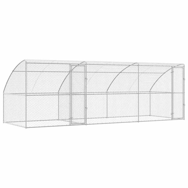 vidaXL Ps&iacute; kennel 3 pcs Strieborn&aacute; 6 x 2 x 2 m Pozinkovan&aacute; oceľ