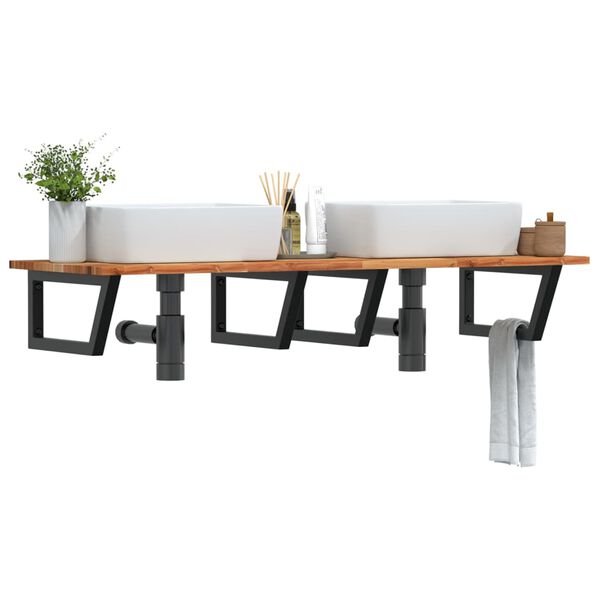 vidaXL Polica pod um&yacute;vadlo n&aacute;stenn&aacute; oceľ a ak&aacute;ciov&yacute; mas&iacute;v