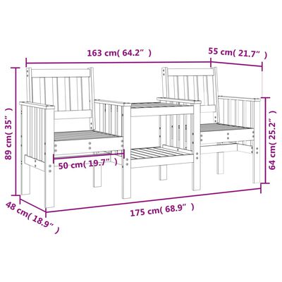 vidaXL Záhradná lavica so stolom 2-miestna masívnz douglas