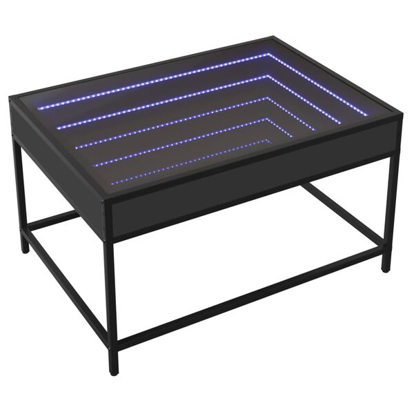 vidaXL Konferenčný stolík s nekonečnými LED čierny 70x50x41 cm